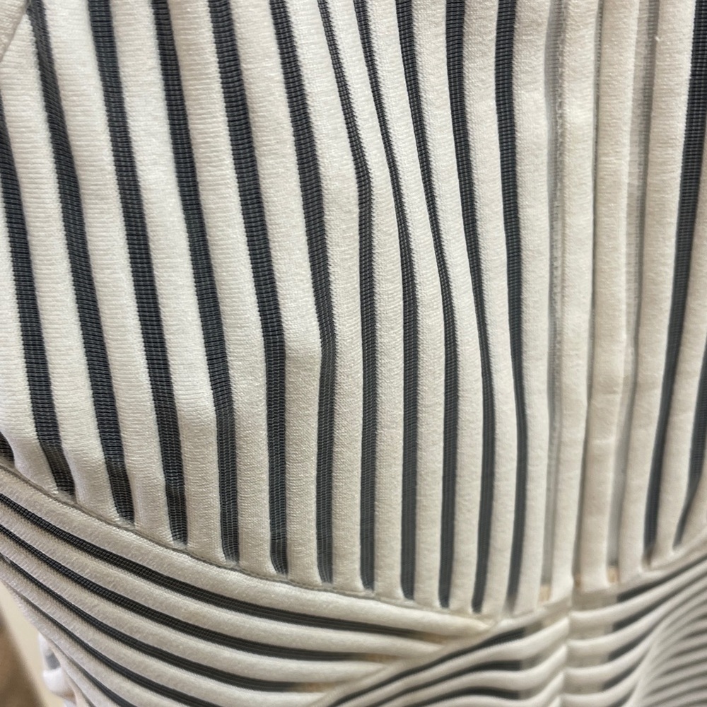 bebe Black White Striped Bodycon Midi Dress | Illusion Panel | Small - Picture 6 of 15